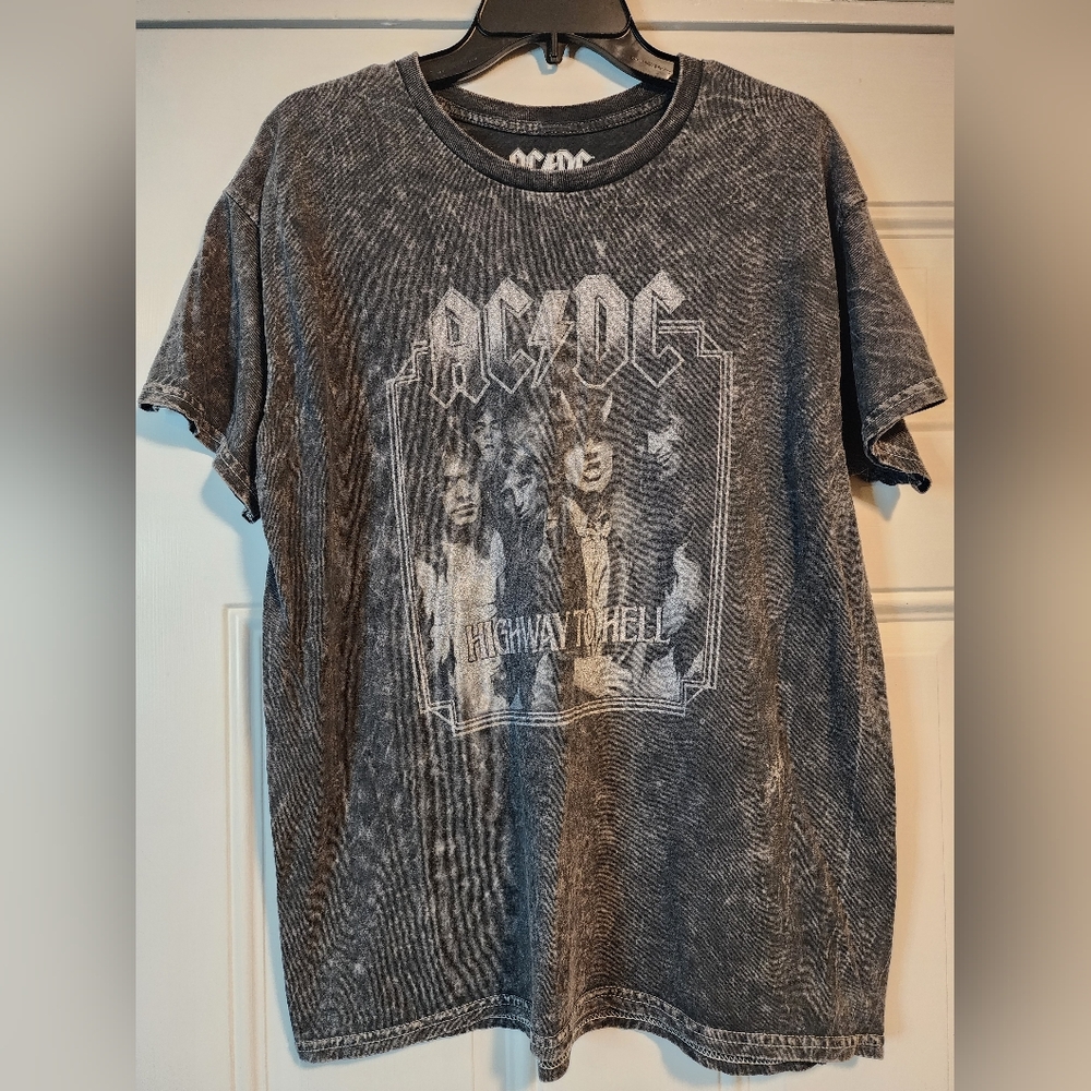 AC/DC Highway To Hell Faded Black Graphic T-Shirt
